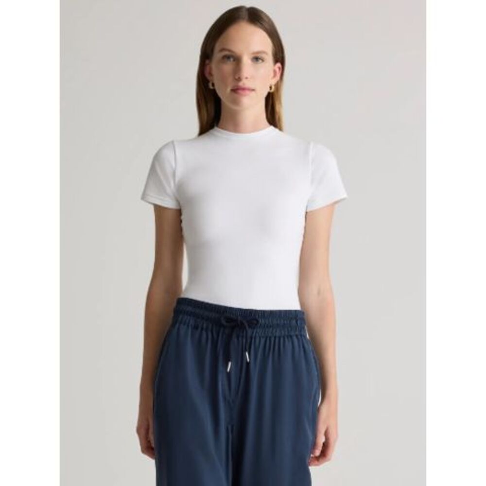 Quince Stretch Cotton Jersey Fitted T-Shirt White L